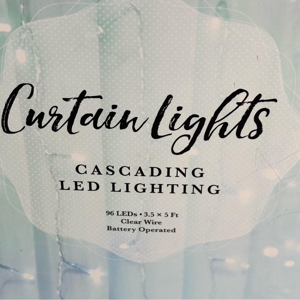 Curtain Lights Cascading Battery-Operated LED 96 LEDs  3.5 × 5 Ft - Picture 5 of 14